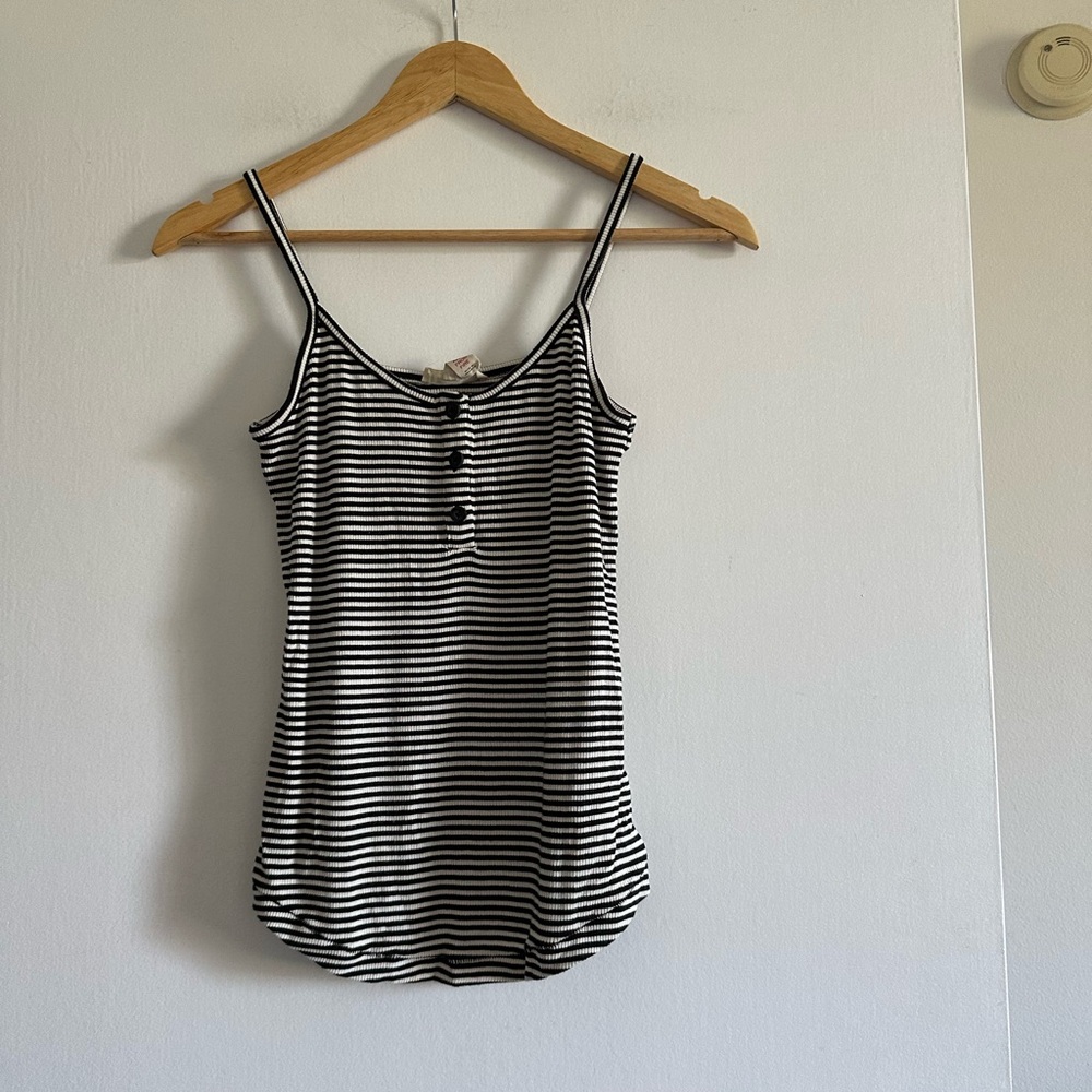 Madewell Black/White Striped Ribbed Pajama Tank Top size XS EUC - Picture 7 of 10